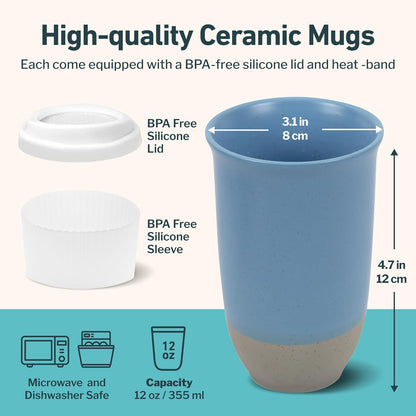 NOVA CERAMICS Coffee Tumbler – Travel Mug - On the Go Coffee Mug – Microwave & Dishwasher Safe Green Coffee Tumbler - Gifts For Women Men Him Her – 16oz – Monsoon