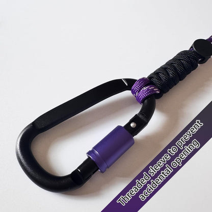 Paracord Keychain/Carabiner Clip - Jaymokes D Ring Metal Hook for Water Bottle, Key, Backpacks and More