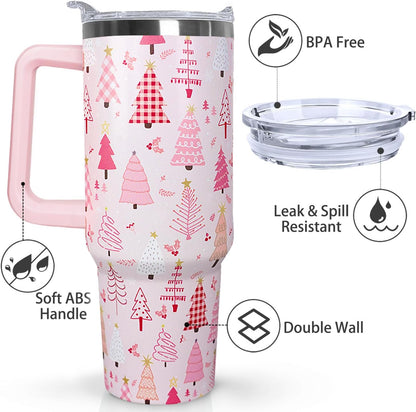 Ceovfoi 40 oz Pickleball Coffee Mug Vacuum Insulated Travel Tumbler with Handle, Lid & Straw - Perfect Pickleball Gifts for Players, Coaches, Lovers | Pickleball Accessories