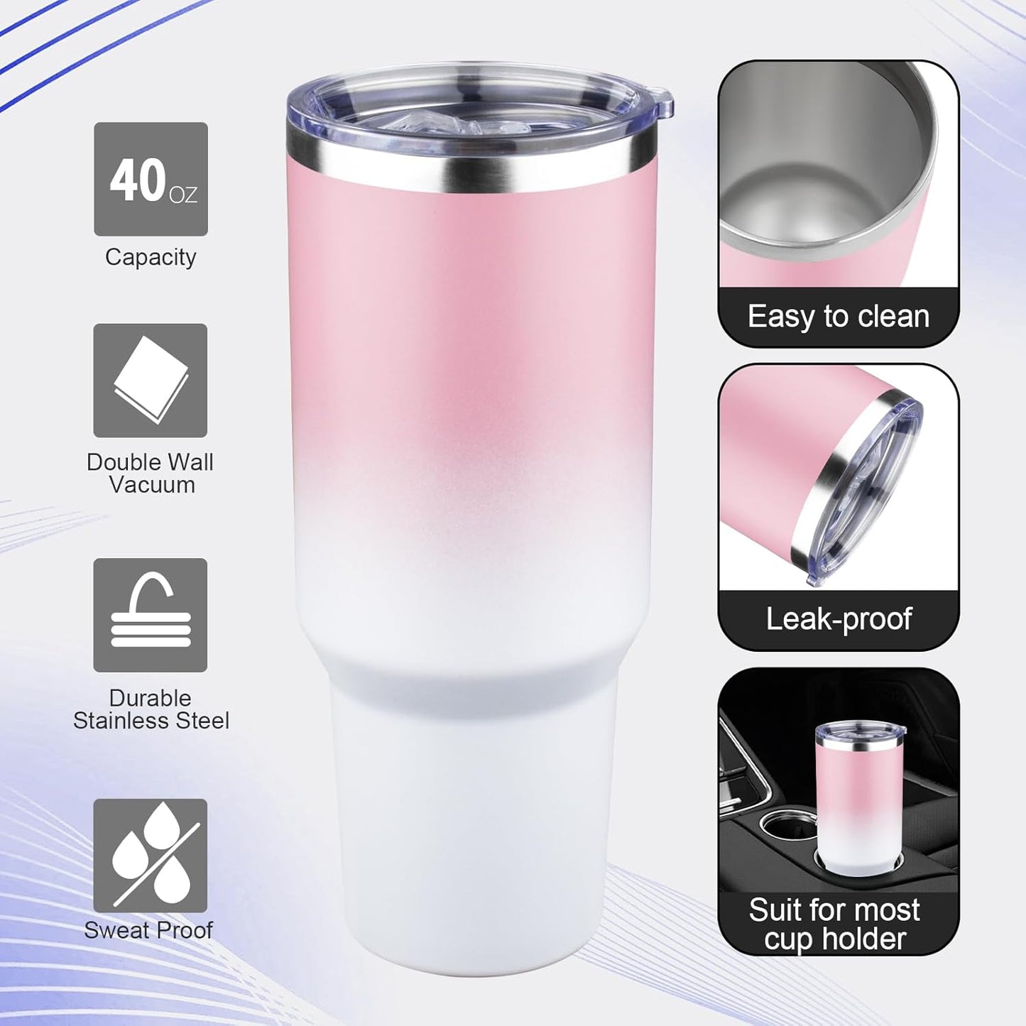 20oz Tumbler with Lid and Straw Double Wall Powder Coated Vacuum Insulated Coffee Tumbler Stainless Steel Insulated Travel Coffee Mug Spill-Proof Thermal Cup for Hot and Cold Beverage,Black
