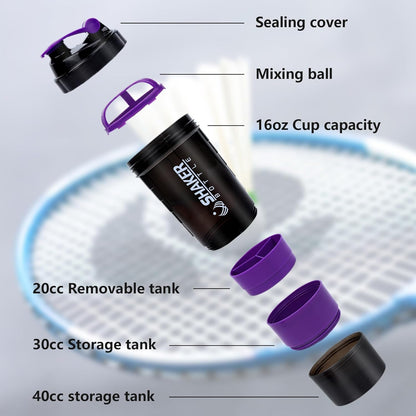 XTK Shaker Bottle 16OZ Protein Shaker Bottles with Mix Ball Sports Water Bottle Leak Proof GYM Cup for Protein Mixes with Powder Storage & Pill Organizer, Ideal for Pre Workout,BPA Free(black)