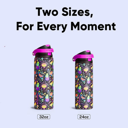 ENCOOL Leakproof Insulated Water Bottle with Straw Dual-Sip Water Bottle Bag-Safe Design for Work, Commute & Gym – Keeps Drinks Cold All Day, 24 oz, Lemonade Pink - Colors A