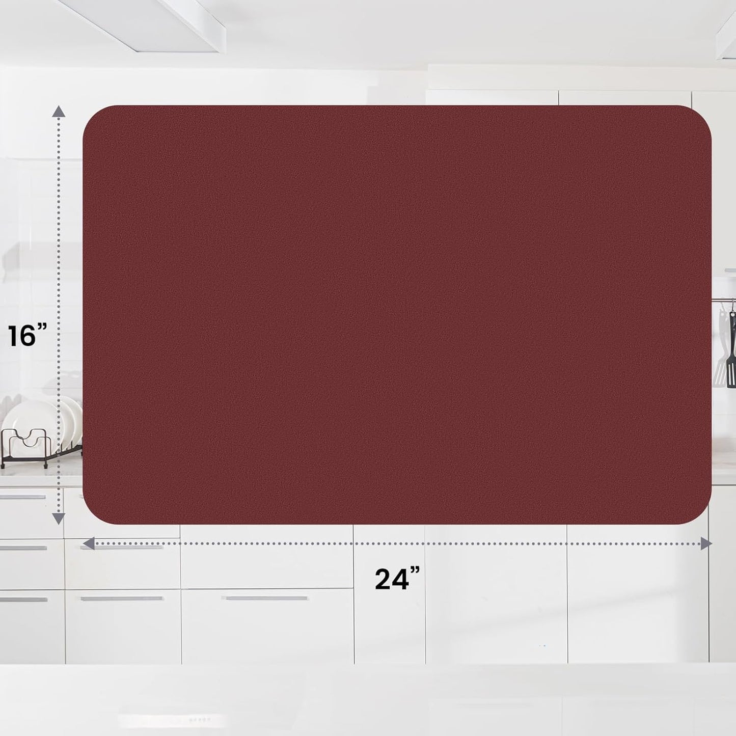 WISELIFE Dish Drying Mat Super Absorbent Drying Mat Large Dish Drying Mats for Kitchen Counter Easy Clean Dish Mat Kitchen Drying Mat15"x 18" Stylish Grey
