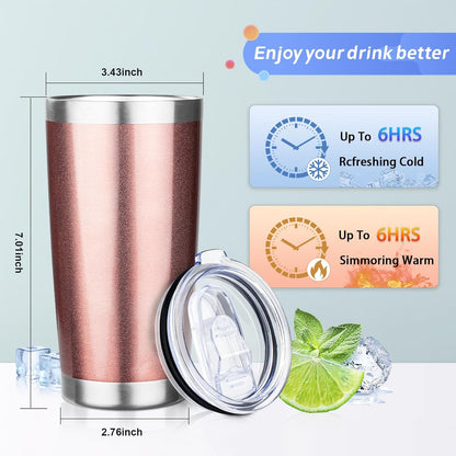 20oz Tumbler with Straw and Brush, Stainless Steel Vacuum Insulated tumbler, Double Wall Insulated Coffee Tumbler for Outdoor, Home, Travel,Office (Buff,1pcs)