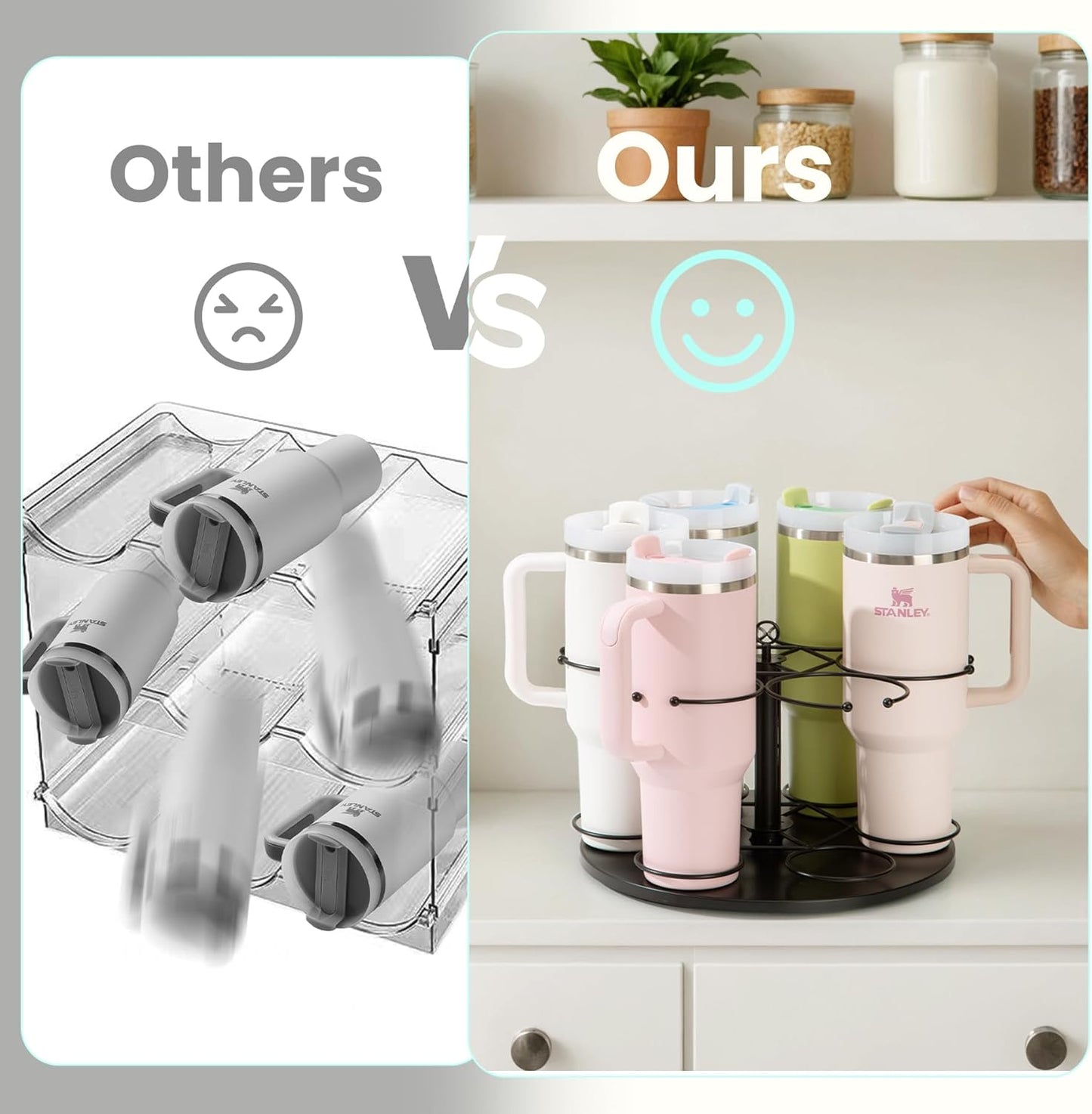 Upgraded Water Bottle Organizer for Stanley 40 oz/30 oz/20 oz,Rotating Stanley Cup Organizer Holder,Tumbler Holder Organizer, Easy to Install Kitchen Organizers and Storage for Stanley Cup Accessories
