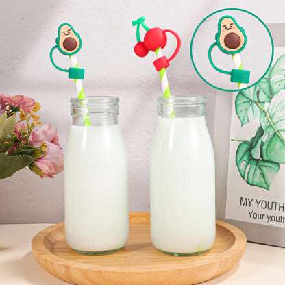 8 Pcs Animal Straw Cover Cap, Silicone Straw Topper for Stanley 30&40 Oz Tumbler Cute Straws Cap in Various Shapes, Straws Covers for 0.4 Inch/10 mm Tips Gifts for Women Girls Teens
