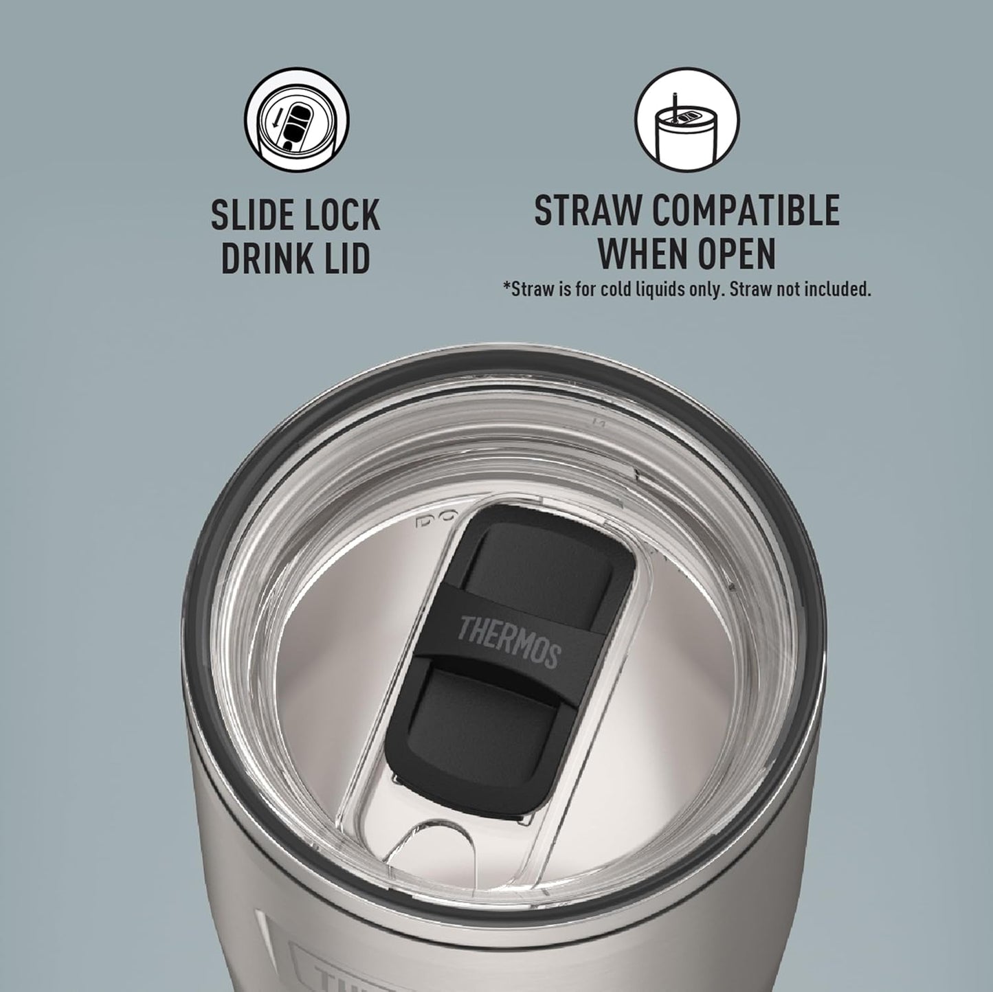 THERMOS ICON SERIES, Stainless Steel Tumbler with Slide Lock, 18 Ounce, Mystic Navy