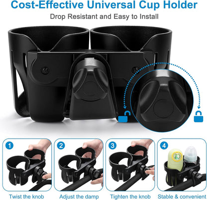 Accmor Stroller Cup Holder, Universal Cup Holder for Walker Wheelchair Bike, 360° Rotatable Stroller Cup Holder Attachment Accessories for Walker, Wheelchair, Scooter