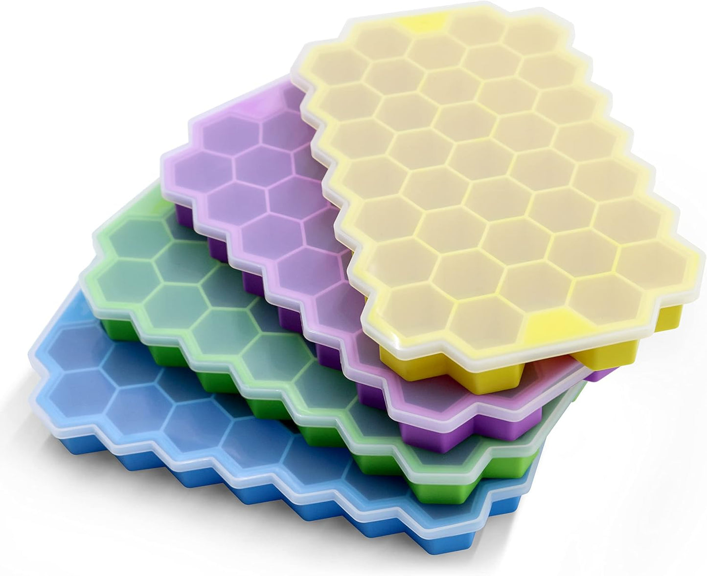 Ice Cube Trays for Freezer with Lid-37 Grid Silicone for Small Ice Cube Molds,Easy-Release Reusable in Organizer Bins or Ice Bucket for Cocktail bar or Iced Coffee Cup