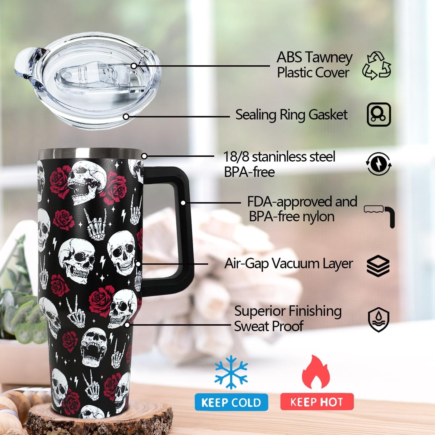 Ceovfoi 40 oz Pickleball Coffee Mug Vacuum Insulated Travel Tumbler with Handle, Lid & Straw - Perfect Pickleball Gifts for Players, Coaches, Lovers | Pickleball Accessories