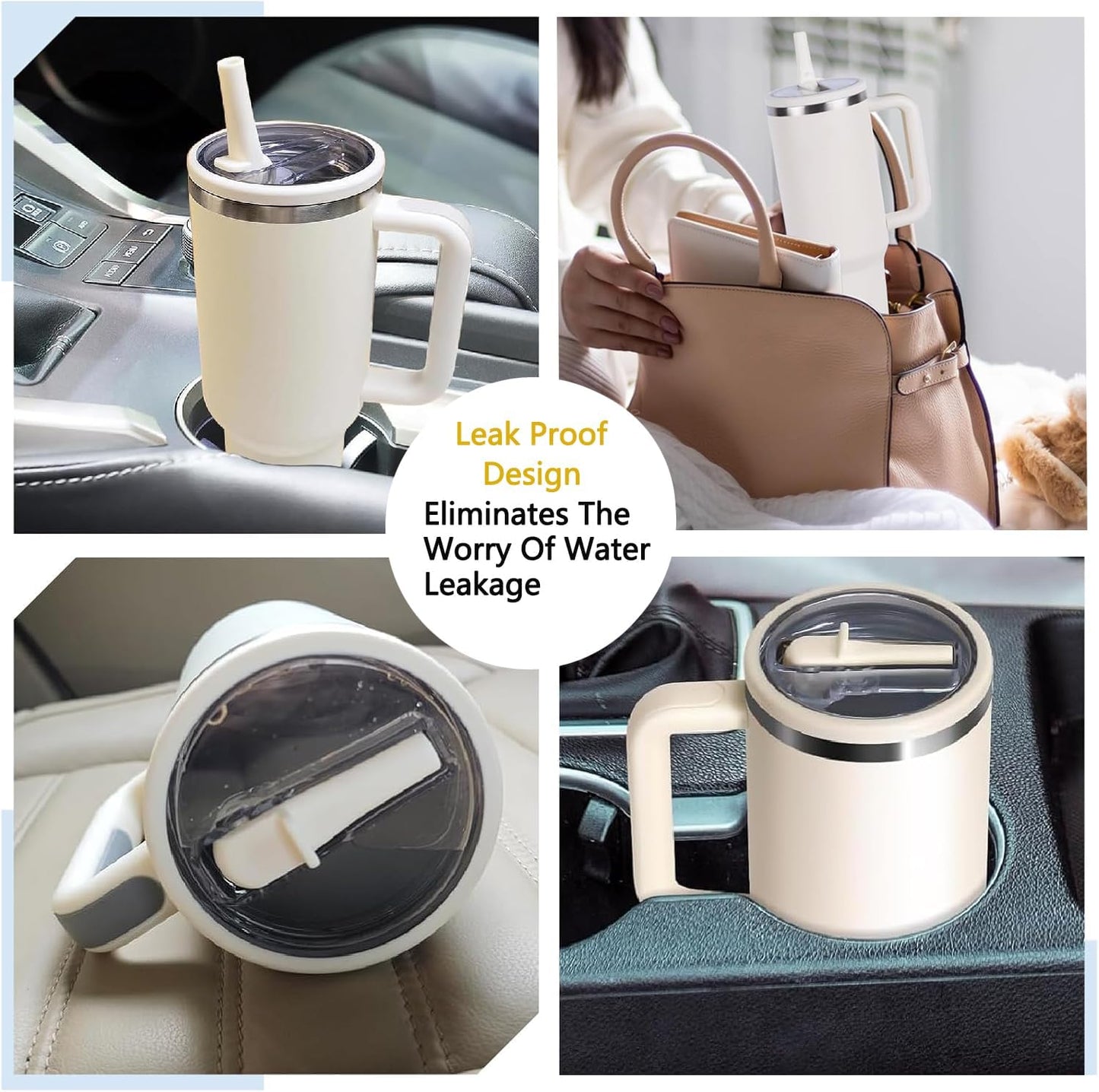 2 Pack Stanley Lid Replacement 40 oz, with Leak Proof and Flip Straw Lid, Stanley Cup Accessories, for Stanley Quencher H2.0 40 oz Tumbler (Only), BPA Free (Milk White)