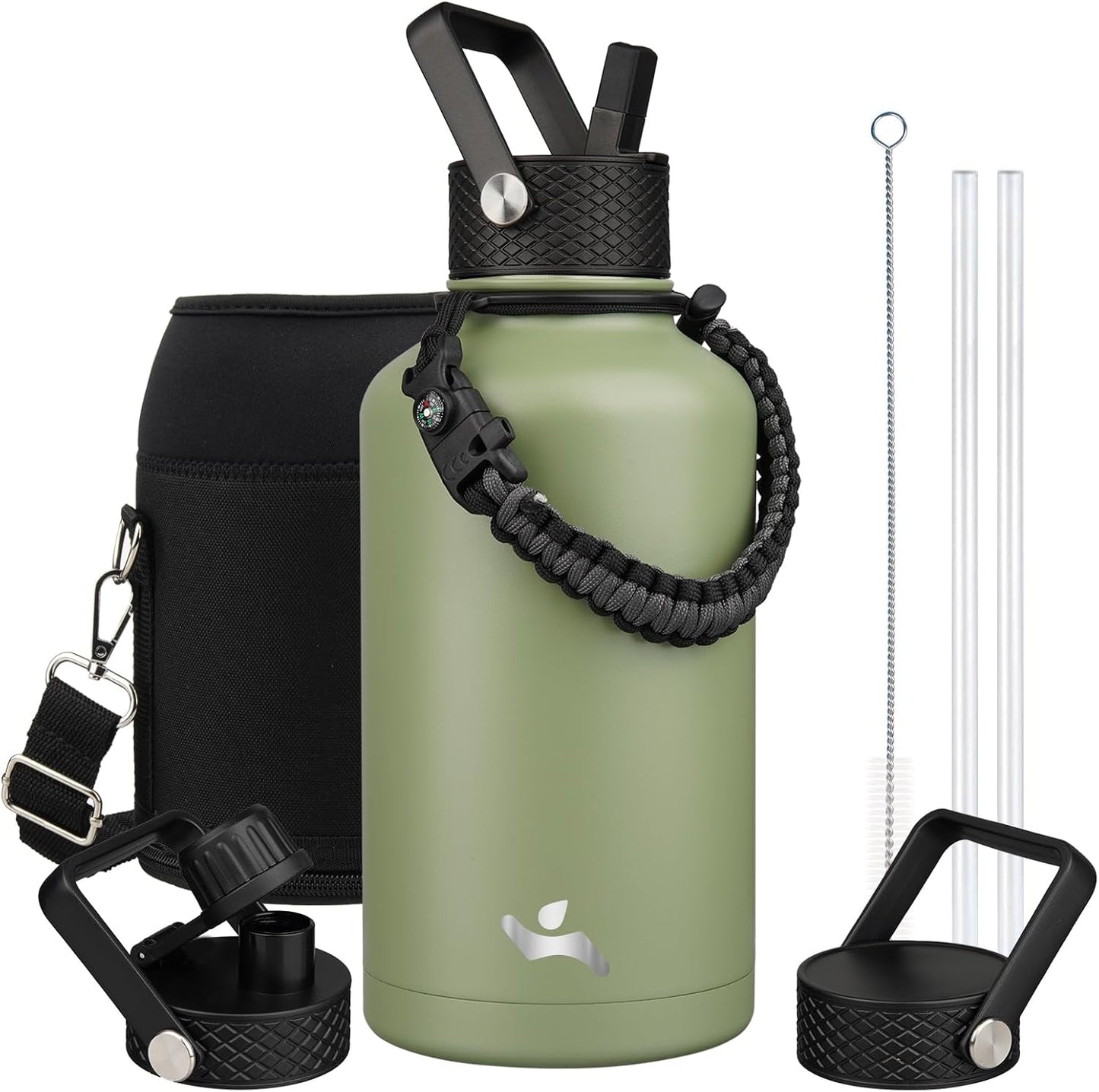 Konokyo 22oz Stainless Steel Bottles with 3 Lids Sport Insulated Water Bottle,Mint