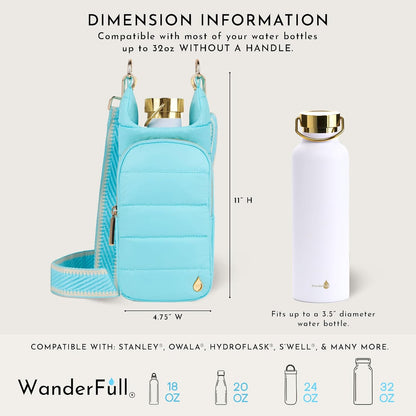 WanderFull Original HydroBag Fits Up to 32 oz Water Bottle Holder with Strap – Hands-Free Crossbody Water Bottle Carrier Bag with Phone Pocket - Colors A