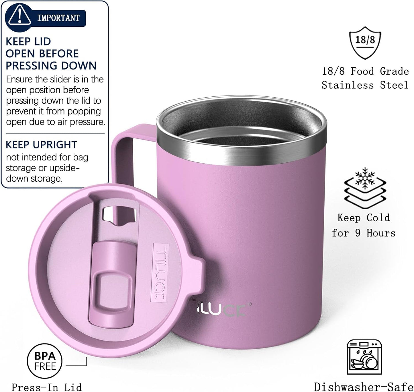TILUCK 20 oz Insulated Tumbler with BPA-Free Lid, Stainless Steel Vacuum Travel Coffee Mug, Double Wall Coffee Tumbler（20oz，Matte DarkBlue）