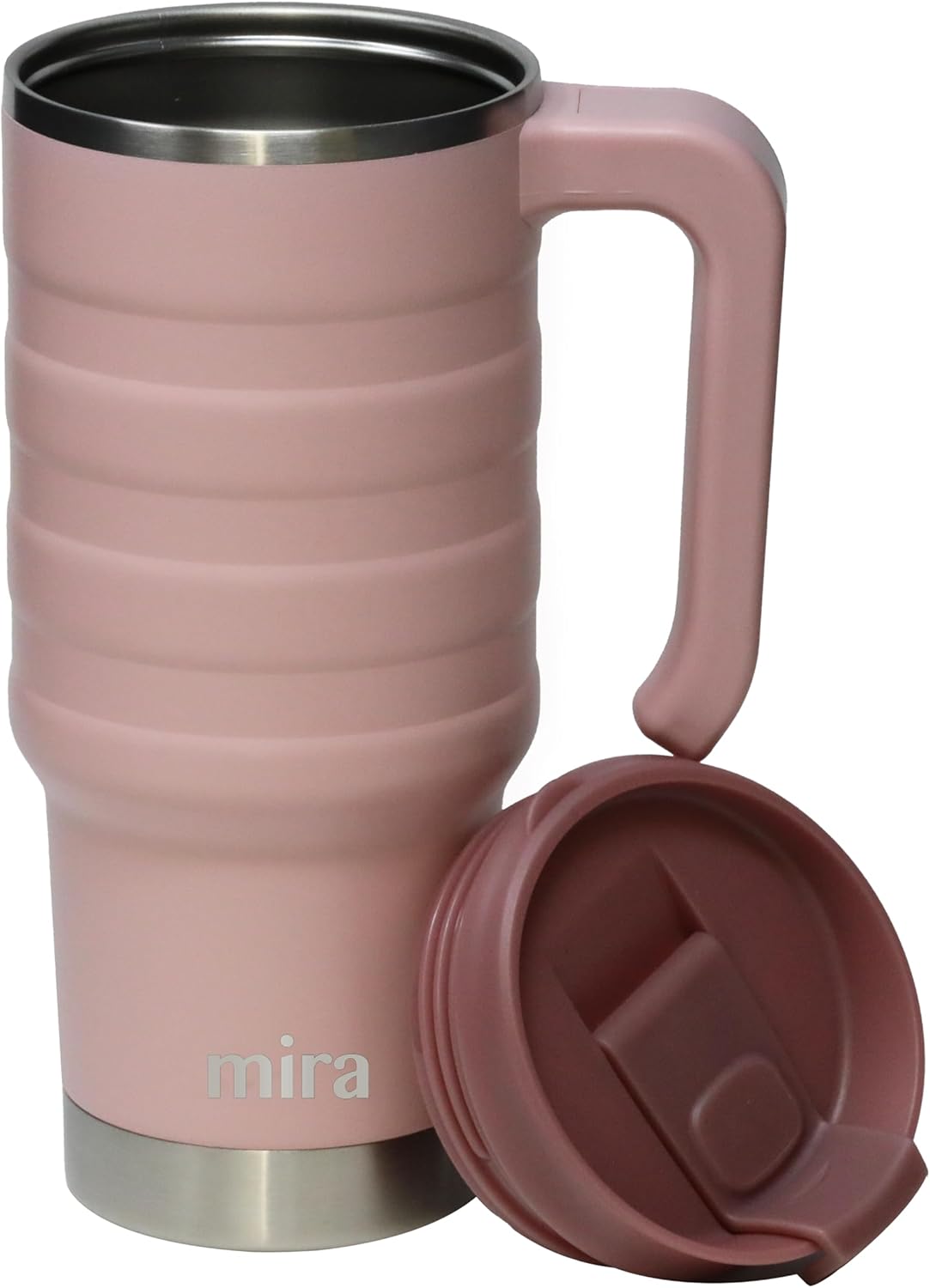 MIRA 24 oz Insulated Travel Mug - Stainless Steel Coffee Cup with Spill-Proof Flip Lid & Handle - Hot/Cold Car Tumbler - Marine