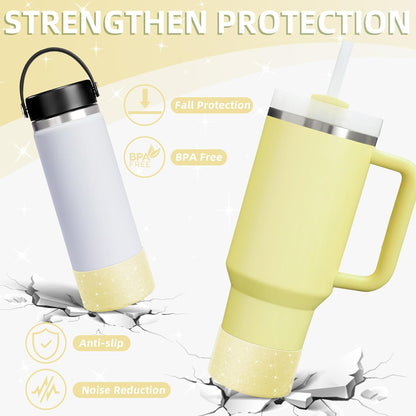 Vmini Protective Glitter Silicone Boot, Compatible with Stanley Tumbler 20-40oz & Hydro Flask Water Bottle 12-24oz and More Bottles/Tumblers with 2.8-2.95in Bottom, Bling Anti-Slip Sleeve Cover