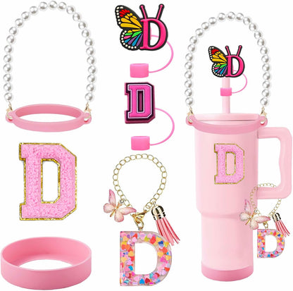 7pcs Cup Accessories for Stanley 30/40oz Tumbler, Handle Strap, Straw Cover, Silicone Boot, Letter Charm Stickers