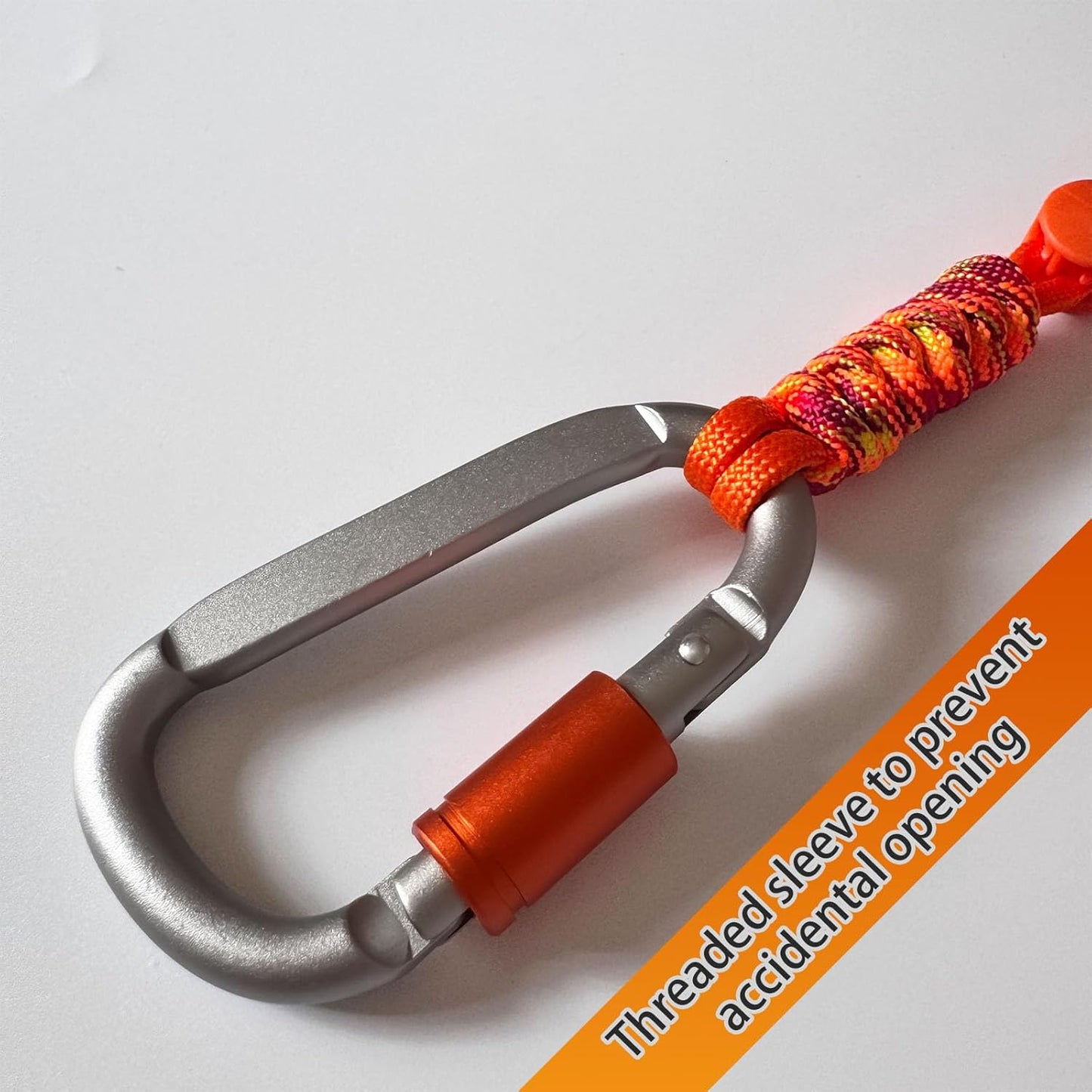 Paracord Keychain/Carabiner Clip - Jaymokes D Ring Metal Hook for Water Bottle, Key, Backpacks and More