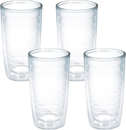 Tervis Clear & Colorful Tabletop Made in USA Double Walled Insulated Tumbler Travel Cup Keeps Drinks Cold & Hot, 16oz Mug, Clear
