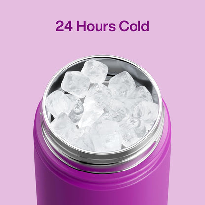 ENCOOL Insulated Water Bottle with Straw Stainless Steel Water Bottle, Leak-Proof, BPA-Free, Double Wall Vacuum Keeps Cold for 24 Hours for Sports, Travel, School (26 oz, Cotton Candy) - Colors D
