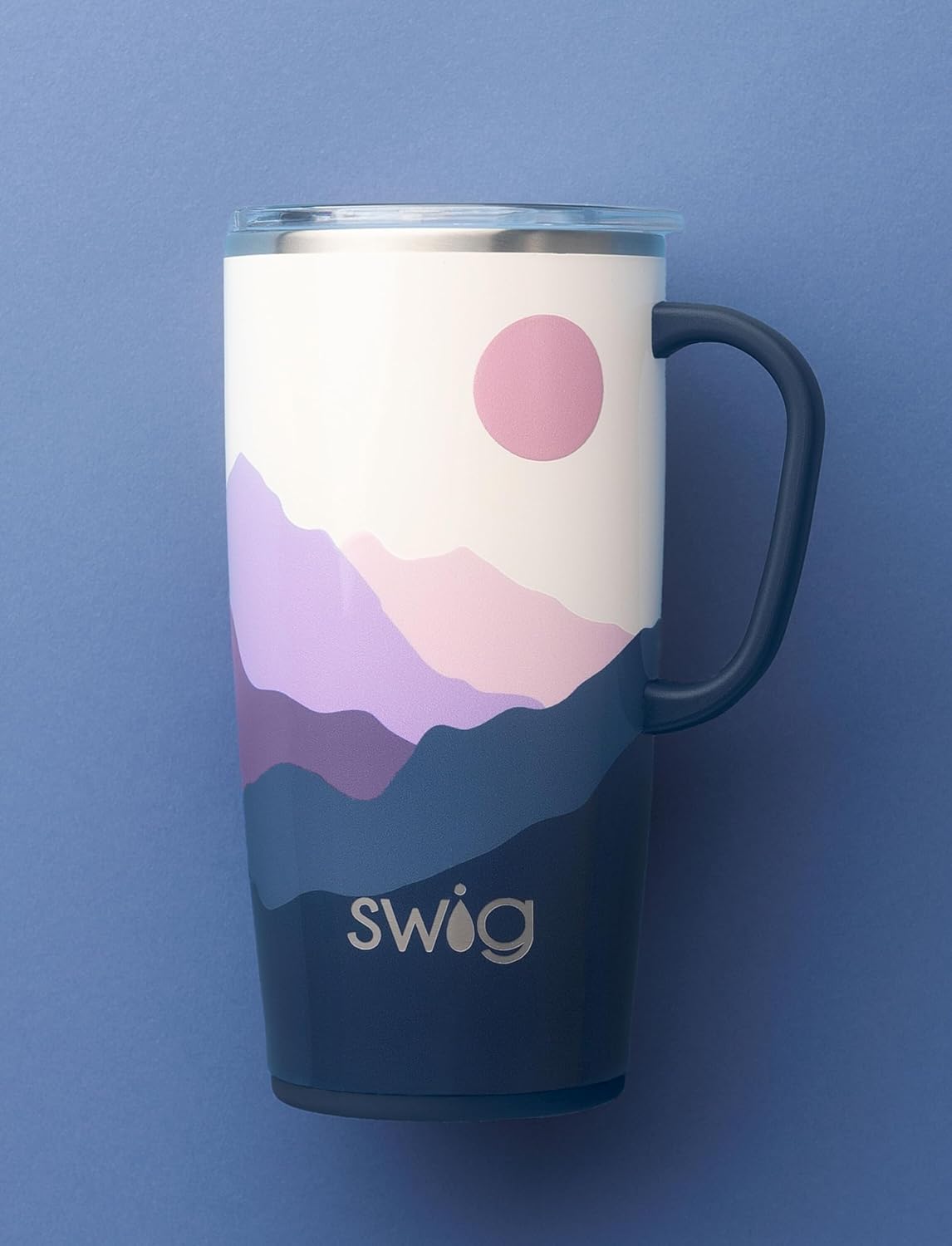 Swig Life 18oz Travel Mug, Insulated Tumbler with Handle and Lid, Cup Holder Friendly, Dishwasher Safe, Stainless Steel, Travel Coffee Cup (Honey Meadow)