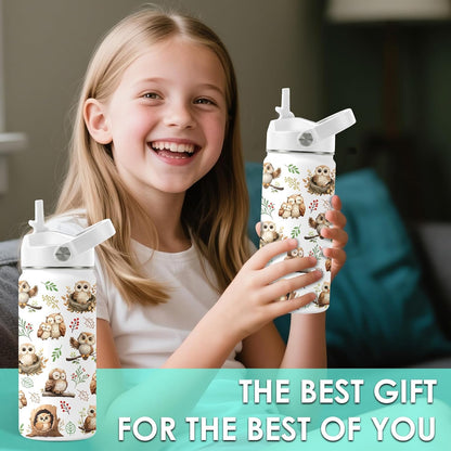 Strawberry Gifts for Kids - 16oz Pink Kids Water Bottle with Straw Lid, Stainless Steel Insulated Water Bottle, Leakproof, BPA-Free, for Girls, School, Strawberry Lover Children Birthday Gift Cup(1pc)