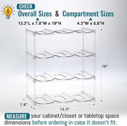 Design for Stanley 40 OZ & Large Bottles & Tumblers with Handle - Acrylic Water Bottle Organizer - Stackable Clear Wine Rack Cup Holder for Home Kitchen Pantry Shelf Countertop Cabinet, 4 Tier Hold 16