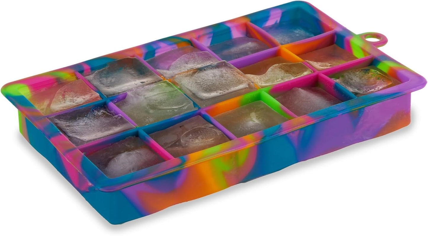 Host Ice Cube Tray, Makes Four 5-Inch Long Cubes, Durable Silicone Trays with Easy Release Design, Perfect for Water Bottles and Highball Glasses, Home Bar Accessories, Set of 1, Marble