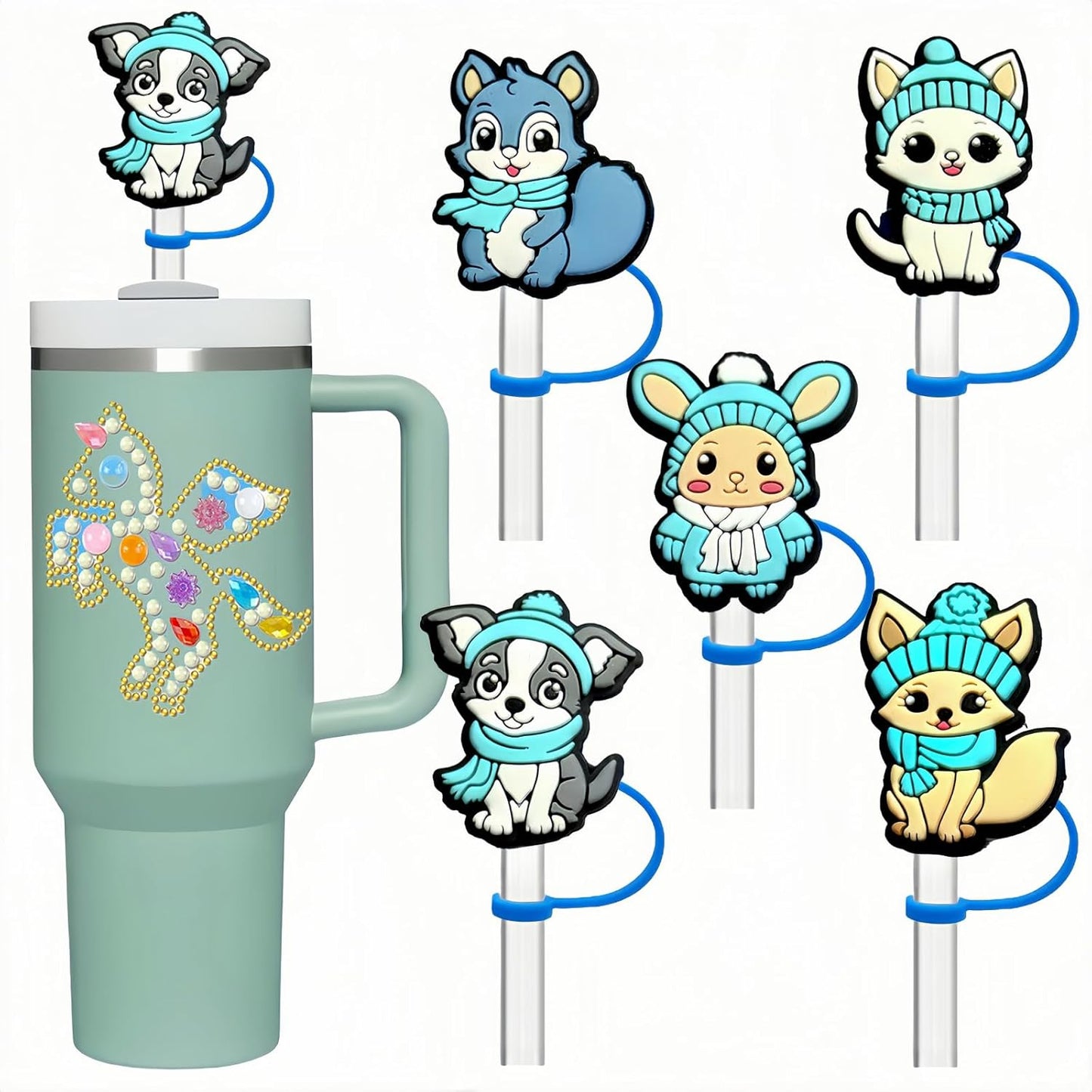 5 Pack Silicone Straw Toppers for Stanley Cup 40 30 oz, Reusable Dust-Proof Straw Cover Cap, Straw Accessories for Water Tumbler