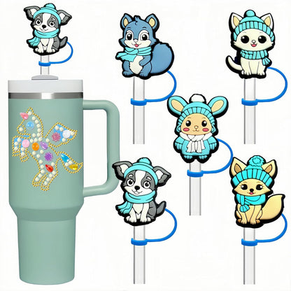 5 Pack Silicone Straw Toppers for Stanley Cup 40 30 oz, Reusable Dust-Proof Straw Cover Cap, Straw Accessories for Water Tumbler