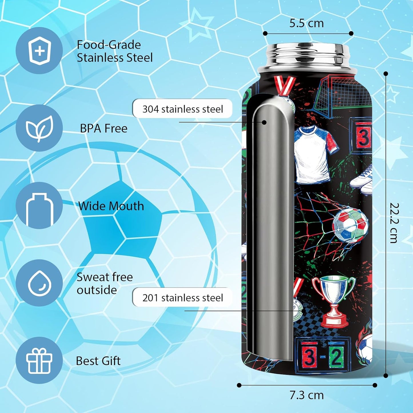 Pickleball Water Bottle 32oz | Insulated Stainless Steel Travel Tumbler with Lid Leak-Proof Keep Hot or Cold, BPA-Free |Dink Responsibly Gifts for Pickleball Lovers