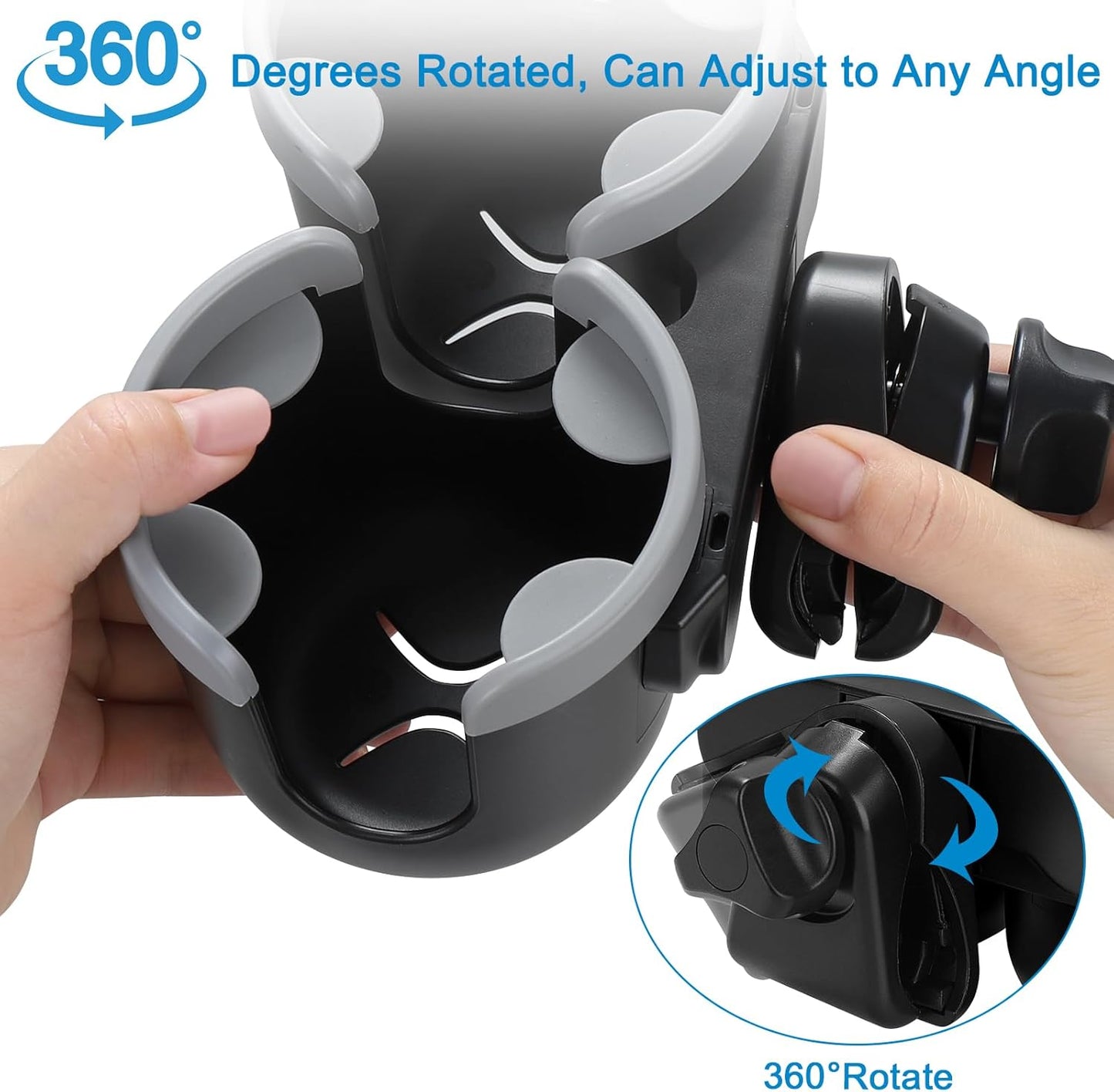 Accmor Stroller Cup Holder with Phone Holder, Bike Cup Holder, Universal Cup Holder for Uppababy Nuna Doona Strollers, 2-in-1 Cup Holder for Walker, Wheelchair, Scooter - Colors B
