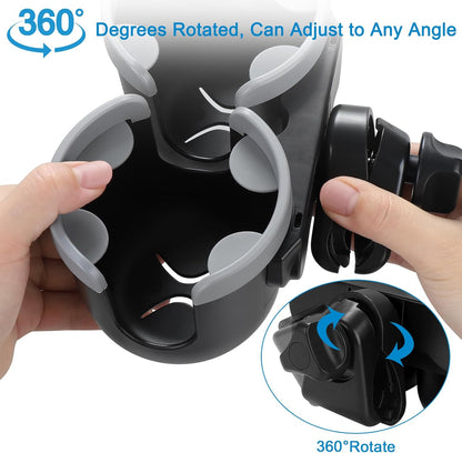 Accmor Stroller Cup Holder with Phone Holder, Bike Cup Holder, Universal Cup Holder for Uppababy Nuna Doona Strollers, 2-in-1 Cup Holder for Walker, Wheelchair, Scooter - Colors B