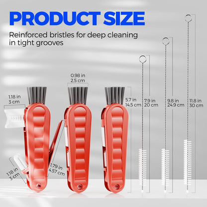 6 PACK Holikme 4 in 1 Cup Lid Cleaning Brush Set with 3 Straws, Multifunctional Bottle Brush, Silicone Cup Lid Gap Cleaner, Durable Bristle Crevice Cleaning Brush,Flat End Brushes,Navy & Black & Olive