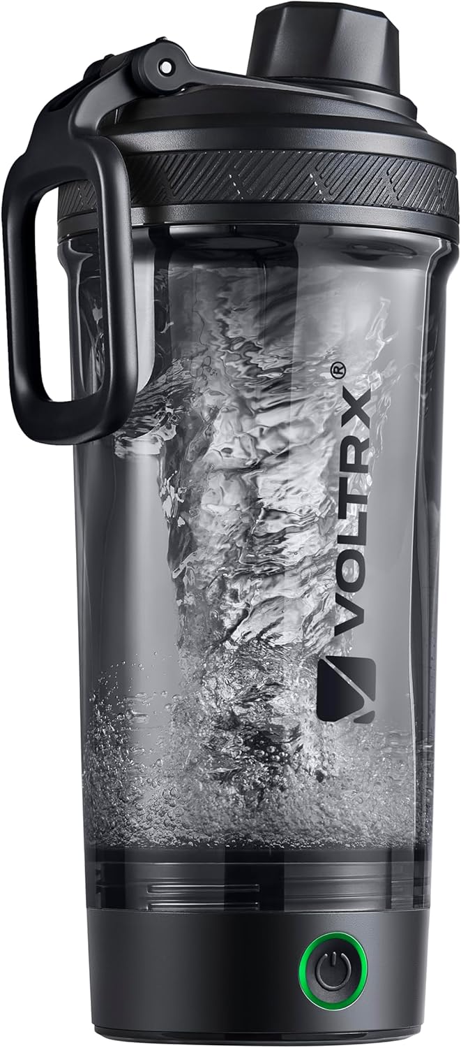 VOLTRX Electric Protein Shaker Bottle - USB Rechargeable Mixer Cup for Shakes and Meal Replacements, BPA-Free Tritan, 20oz