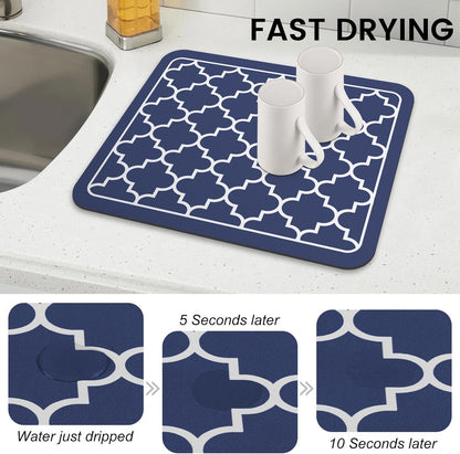 WISELIFE Dish Drying Mat Super Absorbent Drying Mat Large Dish Drying Mats for Kitchen Counter Easy Clean Dish Mat Kitchen Drying Mat15"x 18" Stylish Grey