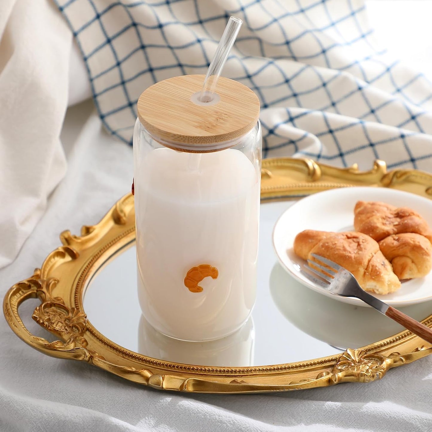 Honeydak 2 Pcs Icon Juice Glass Tumbler with Lid & Straw - 18 oz Cloud and Sun Icon Can Shape Glass Cups Coffee Juice Beer Soda Drinking Cup for Summer Halloween Christmas Party Supplies Gift