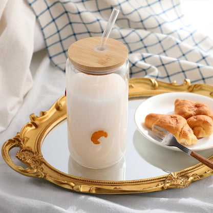 Honeydak 2 Pcs Icon Juice Glass Tumbler with Lid & Straw - 18 oz Cloud and Sun Icon Can Shape Glass Cups Coffee Juice Beer Soda Drinking Cup for Summer Halloween Christmas Party Supplies Gift