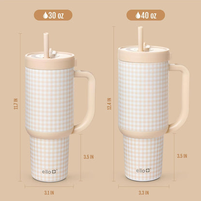 Ello Oasis 40 oz Tumbler with Handle & Retracting Straw | Reusable Insulated Stainless Steel Cup 100% Leakproof, Gifts for Teens Women Men | Keeps cold for 24 Hours, Cup Holder Friendly, Daisies