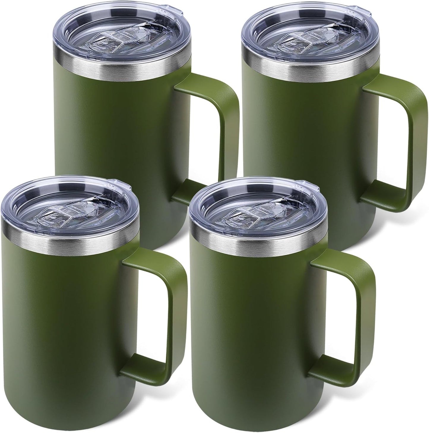 22oz Insulated Coffee Mug with Handle & Leak-Proof Lid - Double Wall Stainless Steel Travel Tumbler for Commute/Office/Home, Orange, 1 Pack