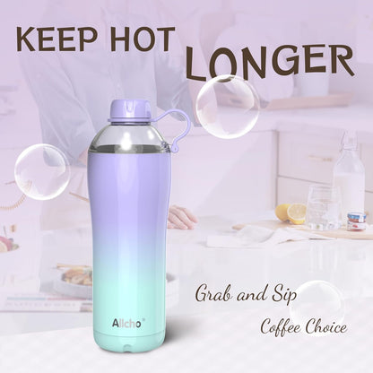 Allcho Insulated Water Bottle for Women, 18oz Stainless Steel Leak Proof Tumbler with 2 Lids, BPA-Free Tritan Chug & Straw Lid, Double Wall Vacuum Flask