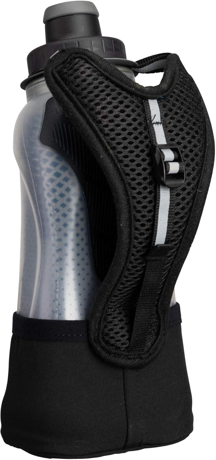 Nathan Running Handheld Water Bottle Adjustable No-Grip Quick Squeeze Lite Hand Strap. Reflective Hydration