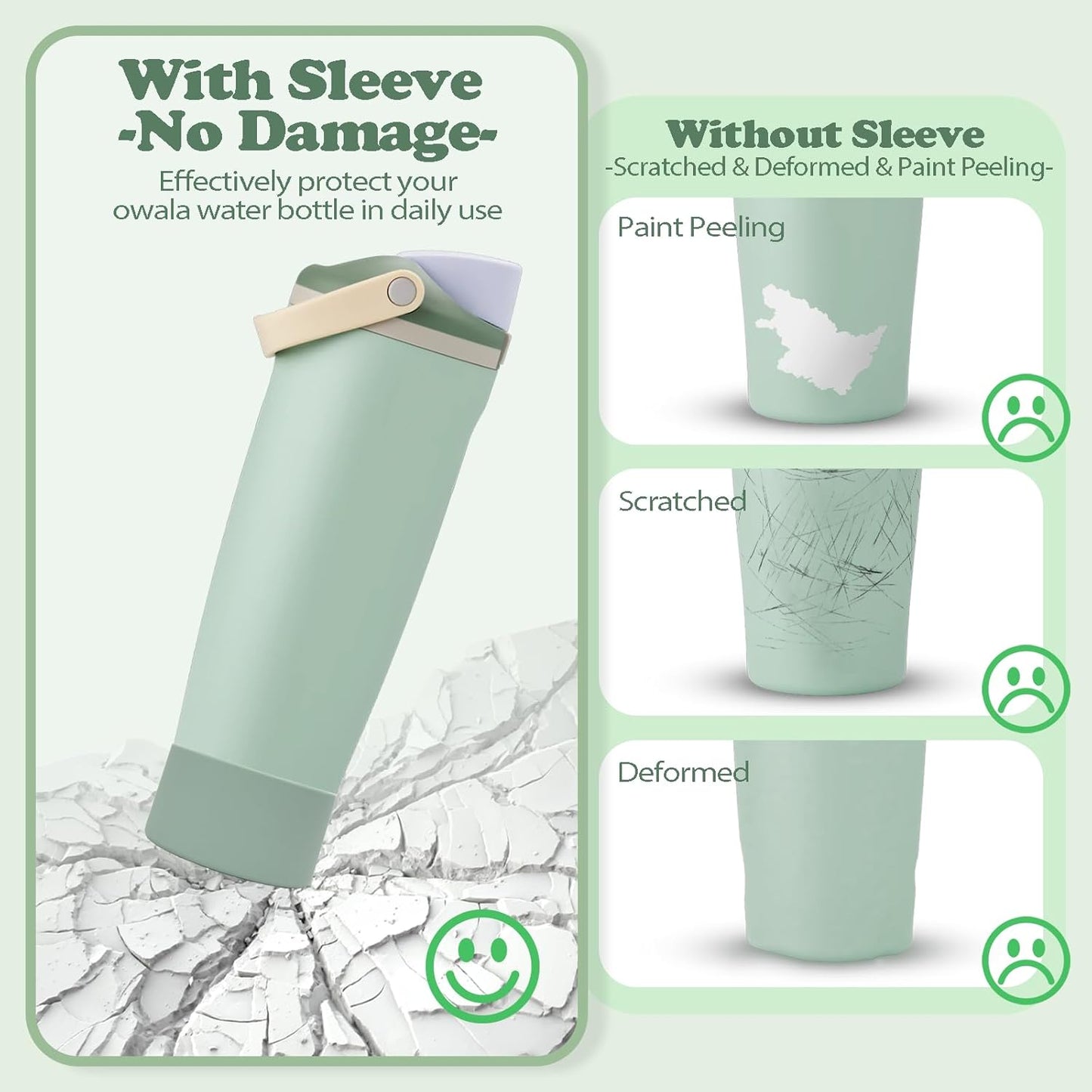 2PCS Silicone Boots for Owala 30oz & 40oz FreeSip Sway Bottles & Tumblers – Non-Slip, Scratch-Resistant, Stability Enhancer for Owala Accessories (Eucalyptus Green) - Colors A
