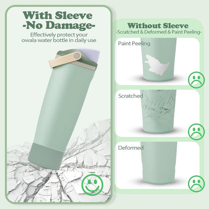 2PCS Silicone Boots for Owala 30oz & 40oz FreeSip Sway Bottles & Tumblers – Non-Slip, Scratch-Resistant, Stability Enhancer for Owala Accessories (Eucalyptus Green) - Colors A
