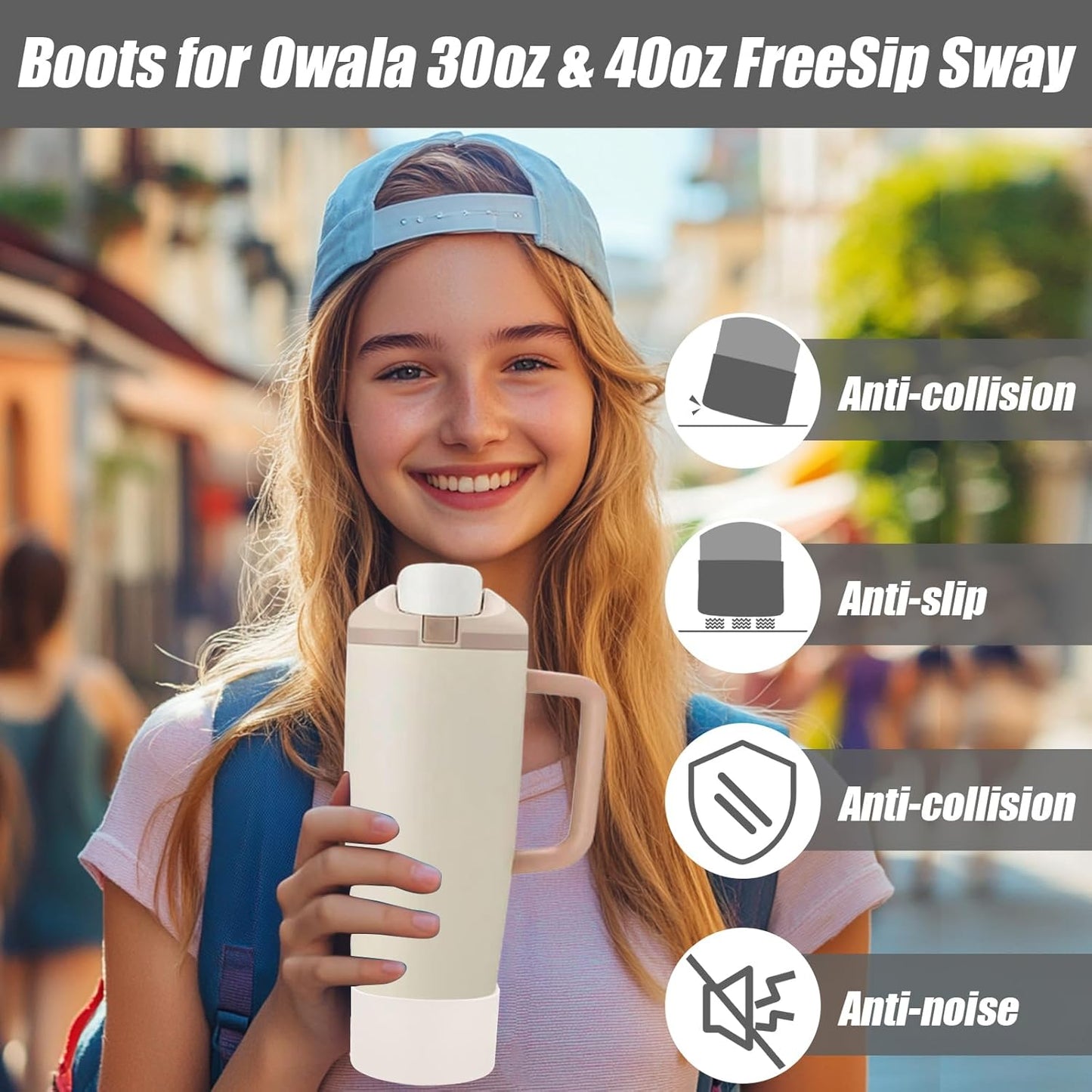Mity rain 2PCS Protective Silicone Boots for Owala 30oz & 40oz FreeSip Sway Bottles & Tumblers - Accessories for owala, Enhances Stability & Prevents Scratches(Black Cherry)