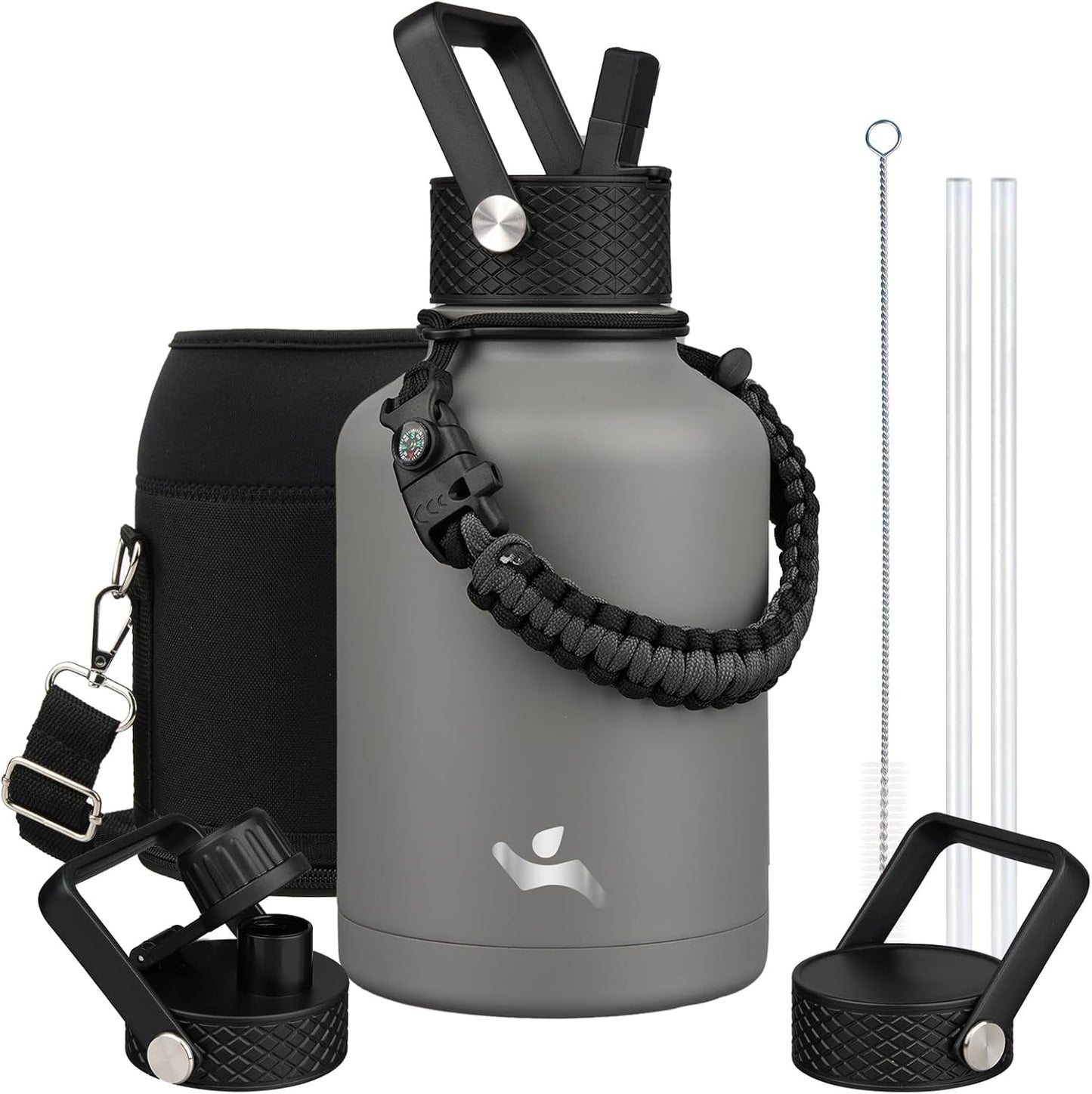 Konokyo 22oz Stainless Steel Bottles with 3 Lids Sport Insulated Water Bottle,Mint