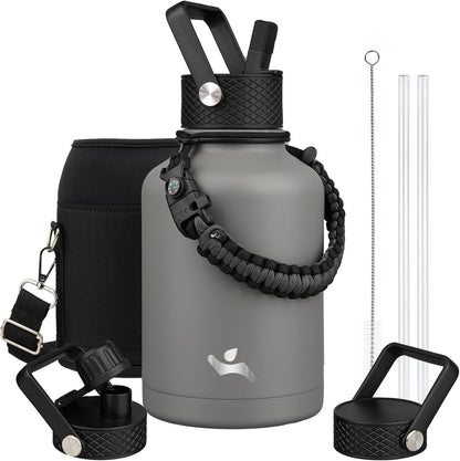 Konokyo 22oz Stainless Steel Bottles with 3 Lids Sport Insulated Water Bottle,Mint