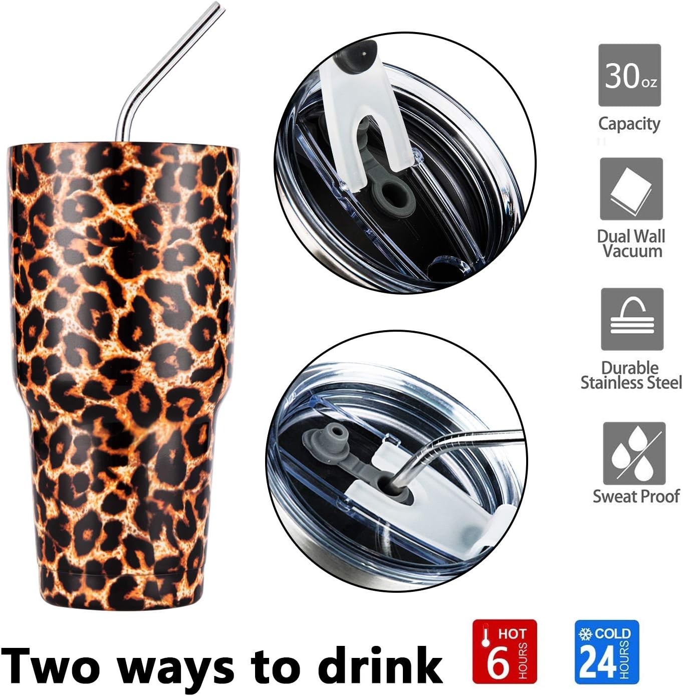 D·S 30oz Blue Tumbler Stainless Steel Double Wall Vacuum Insulated Mug with Straw and Lid, Cleaning Brush for Cold and Hot Beverages