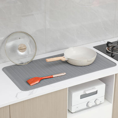 MicoYang Silicone Dish Drying Mat for Multiple Usage,Easy clean,Eco-friendly,Heat-resistant Silicone Mat for Kitchen Counter,Sink,Bar,Bottle,or Cup Green M 17 inches x 6 inches