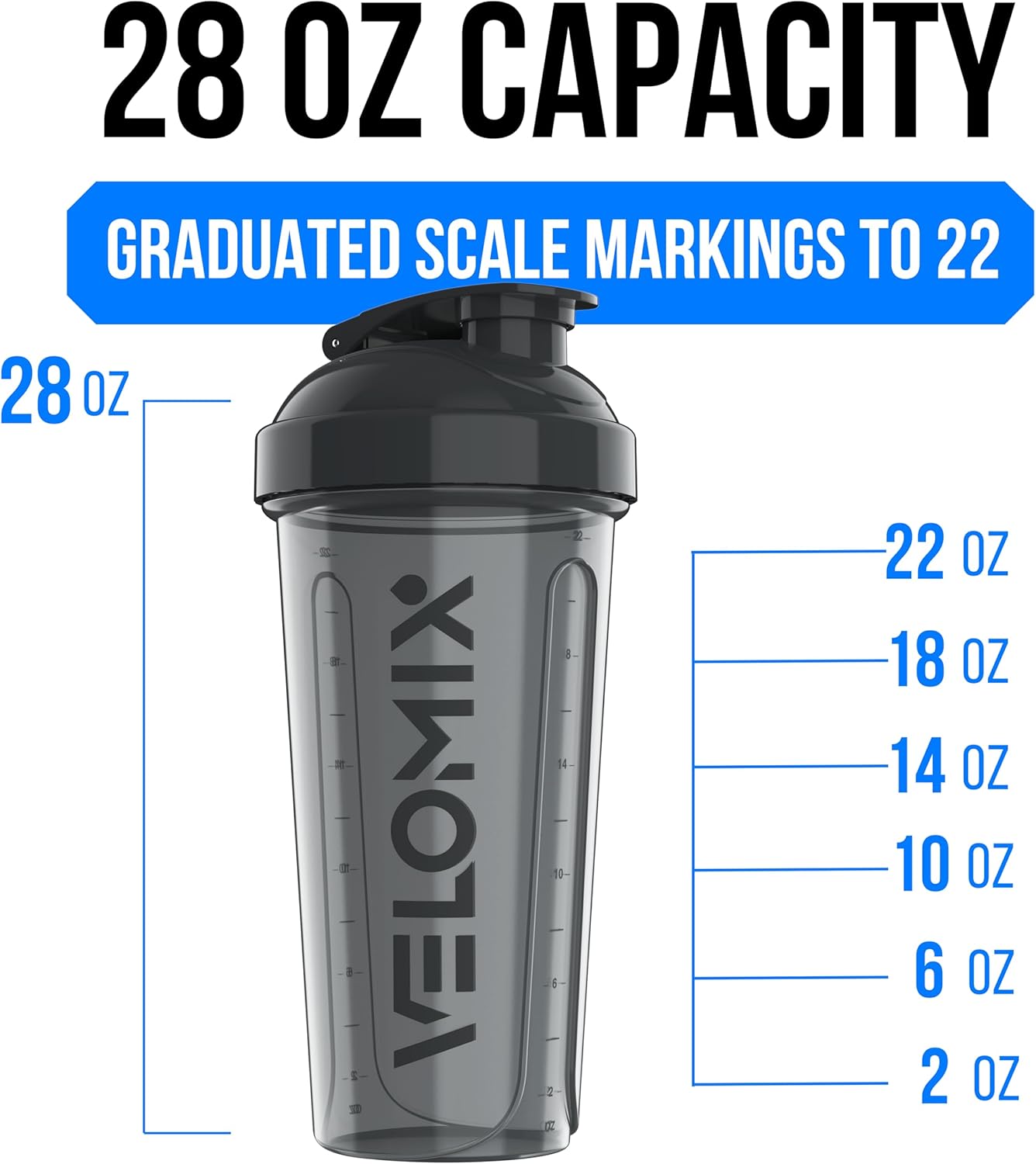 VELOMIX -4 Pack- 28 oz Protein Shaker Bottles for Protein Mixes - 4x Wire Whisk | Leak Proof Shaker Cups for Protein Shakes | Stackable Protein Shaker Bottle Pack (A1) Silver Aurora